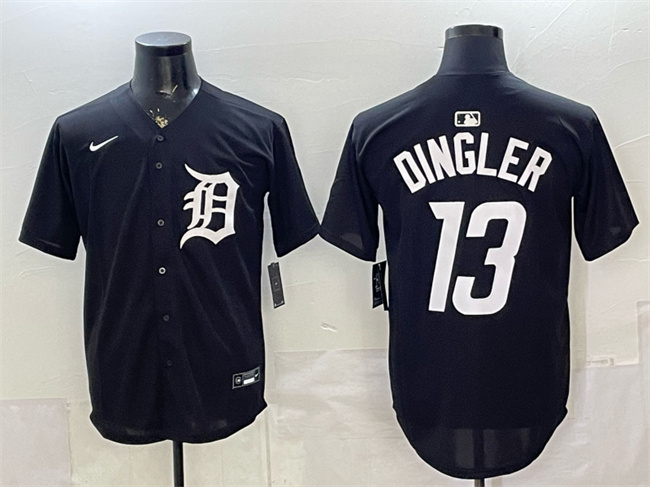 Men's Detroit Tigers #13 Dillon Dingler Black Limited Stitched Baseball Jersey Men's Detroit Tigers #13 Dillon Dingler Black Limited Stitched Baseball Jersey